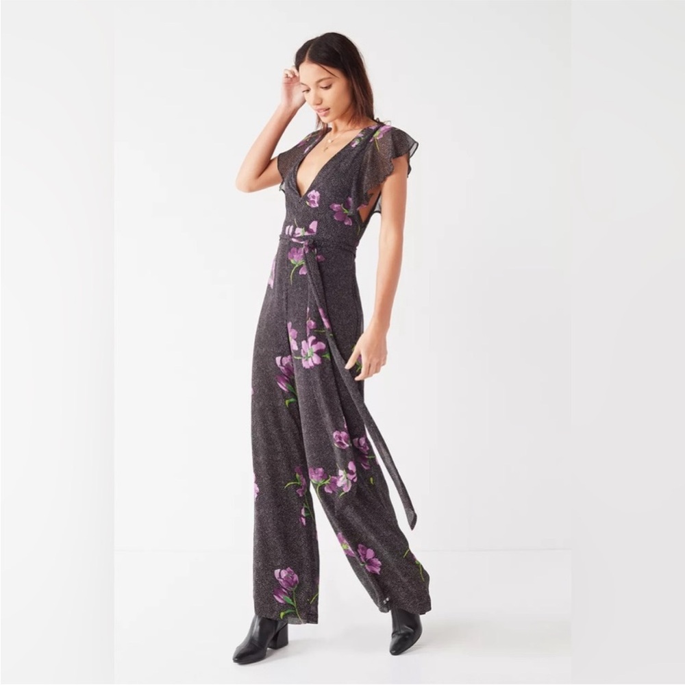 Urban Outfitters Gratilda Floral Black Jumpsuit